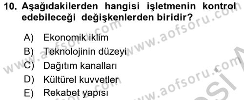 Uluslararası Pazarlama Dersi 2016 - 2017 Yılı (Vize) Ara Sınav Soruları 10. Soru