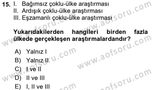 Uluslararası Pazarlama Dersi 2016 - 2017 Yılı (Vize) Ara Sınav Soruları 15. Soru