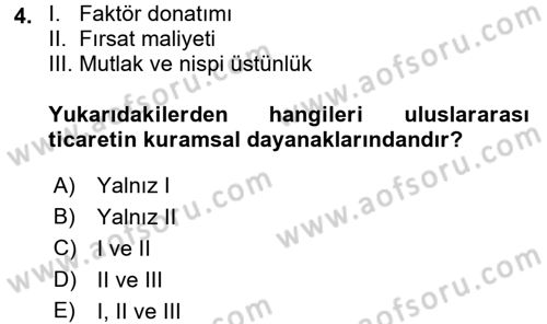 Uluslararası Pazarlama Dersi 2016 - 2017 Yılı (Vize) Ara Sınav Soruları 4. Soru