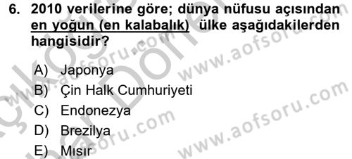 Uluslararası Pazarlama Dersi 2016 - 2017 Yılı (Vize) Ara Sınav Soruları 6. Soru