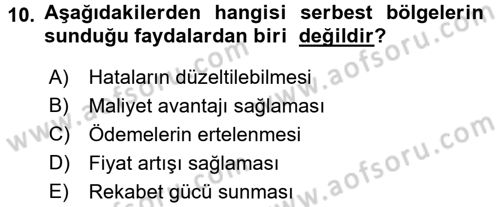 Uluslararası Pazarlama Dersi 2016 - 2017 Yılı (Final) Dönem Sonu Sınav Soruları 10. Soru