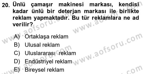Uluslararası Pazarlama Dersi 2016 - 2017 Yılı (Final) Dönem Sonu Sınav Soruları 20. Soru