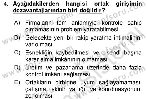 Uluslararası Pazarlama Dersi 2016 - 2017 Yılı (Final) Dönem Sonu Sınav Soruları 4. Soru