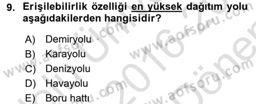 Uluslararası Pazarlama Dersi 2016 - 2017 Yılı (Final) Dönem Sonu Sınav Soruları 9. Soru