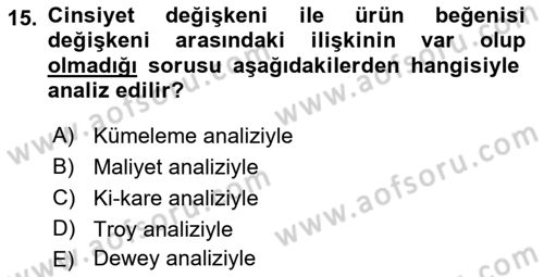Uluslararası Pazarlama Dersi 2017 - 2018 Yılı (Vize) Ara Sınav Soruları 15. Soru