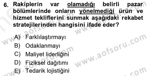 Uluslararası Pazarlama Dersi 2017 - 2018 Yılı (Vize) Ara Sınav Soruları 6. Soru