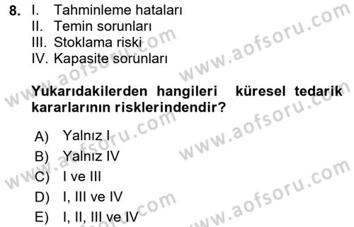 Uluslararası Pazarlama Dersi 2017 - 2018 Yılı (Vize) Ara Sınav Soruları 8. Soru