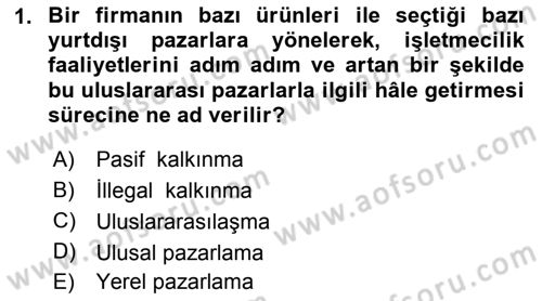 Uluslararası Pazarlama Dersi 2018 - 2019 Yılı 3 Ders Sınav Soruları 1. Soru