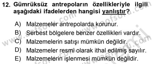 Uluslararası Pazarlama Dersi 2018 - 2019 Yılı 3 Ders Sınav Soruları 12. Soru