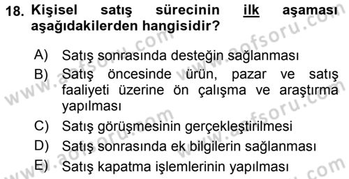 Uluslararası Pazarlama Dersi 2018 - 2019 Yılı 3 Ders Sınavı 18. Soru