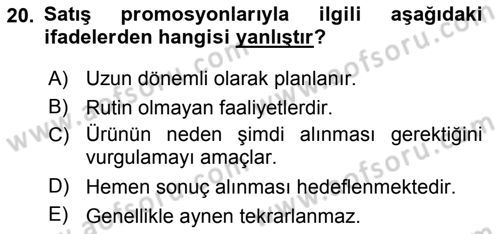 Uluslararası Pazarlama Dersi 2018 - 2019 Yılı 3 Ders Sınav Soruları 20. Soru