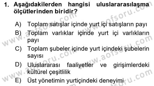 Uluslararası Pazarlama Dersi 2020 - 2021 Yılı Yaz Okulu Sınav Soruları 1. Soru
