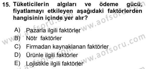 Uluslararası Pazarlama Dersi 2020 - 2021 Yılı Yaz Okulu Sınav Soruları 15. Soru