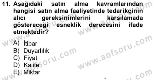 Tedarik Zinciri Yönetimi Dersi 2012 - 2013 Yılı (Vize) Ara Sınav Soruları 11. Soru
