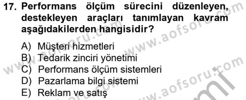 Tedarik Zinciri Yönetimi Dersi 2012 - 2013 Yılı (Vize) Ara Sınav Soruları 17. Soru