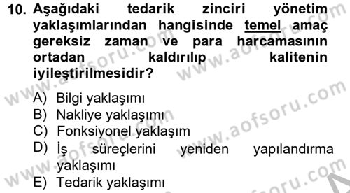 Tedarik Zinciri Yönetimi Dersi 2013 - 2014 Yılı (Vize) Ara Sınav Soruları 10. Soru