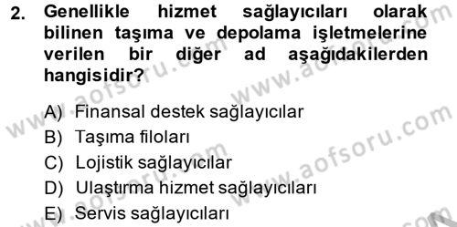 Tedarik Zinciri Yönetimi Dersi 2013 - 2014 Yılı (Vize) Ara Sınav Soruları 2. Soru