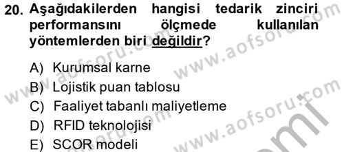 Tedarik Zinciri Yönetimi Dersi 2013 - 2014 Yılı (Vize) Ara Sınav Soruları 20. Soru