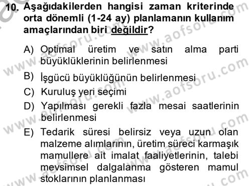 Tedarik Zinciri Yönetimi Dersi 2013 - 2014 Yılı (Final) Dönem Sonu Sınav Soruları 10. Soru