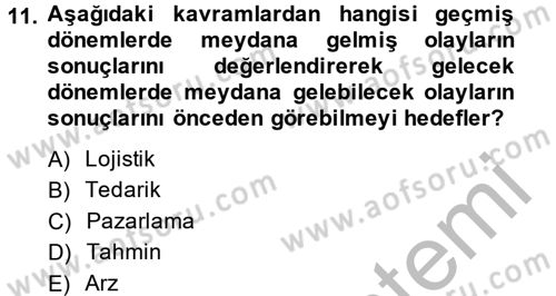 Tedarik Zinciri Yönetimi Dersi 2013 - 2014 Yılı (Final) Dönem Sonu Sınav Soruları 11. Soru
