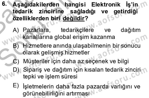 Tedarik Zinciri Yönetimi Dersi 2013 - 2014 Yılı (Final) Dönem Sonu Sınav Soruları 6. Soru