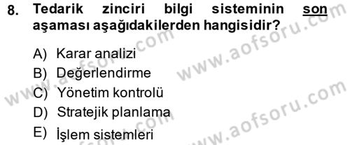 Tedarik Zinciri Yönetimi Dersi 2013 - 2014 Yılı (Final) Dönem Sonu Sınav Soruları 8. Soru