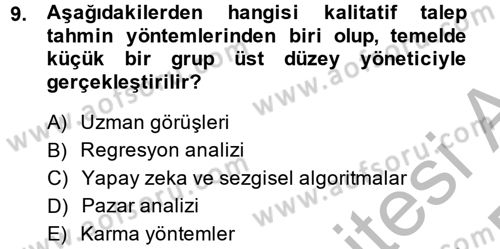 Tedarik Zinciri Yönetimi Dersi 2013 - 2014 Yılı (Final) Dönem Sonu Sınav Soruları 9. Soru
