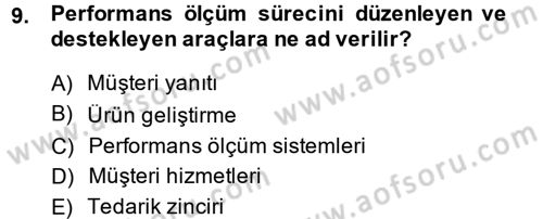 Tedarik Zinciri Yönetimi Dersi 2014 - 2015 Yılı (Vize) Ara Sınavı 9. Soru