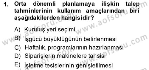 Tedarik Zinciri Yönetimi Dersi 2014 - 2015 Yılı (Final) Dönem Sonu Sınav Soruları 1. Soru