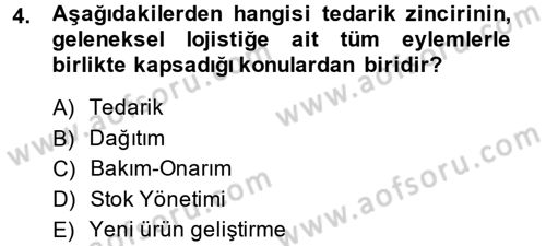 Tedarik Zinciri Yönetimi Dersi 2014 - 2015 Yılı (Final) Dönem Sonu Sınav Soruları 4. Soru