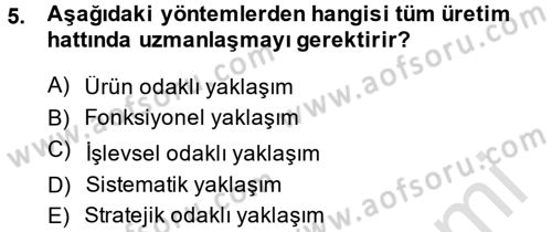 Tedarik Zinciri Yönetimi Dersi 2014 - 2015 Yılı Tek Ders Sınavı 5. Soru