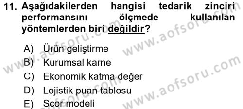 Tedarik Zinciri Yönetimi Dersi 2015 - 2016 Yılı (Vize) Ara Sınav Soruları 11. Soru