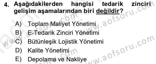 Tedarik Zinciri Yönetimi Dersi 2015 - 2016 Yılı (Vize) Ara Sınav Soruları 4. Soru