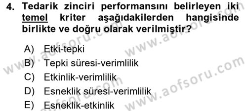 Tedarik Zinciri Yönetimi Dersi 2015 - 2016 Yılı (Final) Dönem Sonu Sınav Soruları 4. Soru