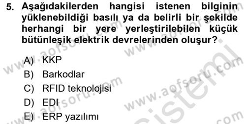 Tedarik Zinciri Yönetimi Dersi 2015 - 2016 Yılı (Final) Dönem Sonu Sınav Soruları 5. Soru