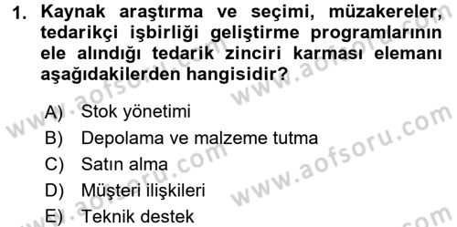 Tedarik Zinciri Yönetimi Dersi 2016 - 2017 Yılı 3 Ders Sınav Soruları 1. Soru