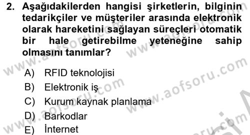 Tedarik Zinciri Yönetimi Dersi 2016 - 2017 Yılı 3 Ders Sınav Soruları 2. Soru