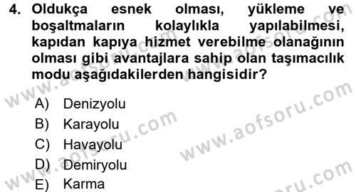 Tedarik Zinciri Yönetimi Dersi 2016 - 2017 Yılı 3 Ders Sınav Soruları 4. Soru