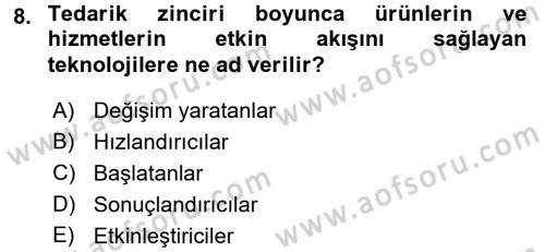 Tedarik Zinciri Yönetimi Dersi 2016 - 2017 Yılı 3 Ders Sınav Soruları 8. Soru