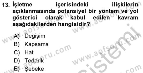 Tedarik Zinciri Yönetimi Dersi 2016 - 2017 Yılı (Vize) Ara Sınav Soruları 13. Soru