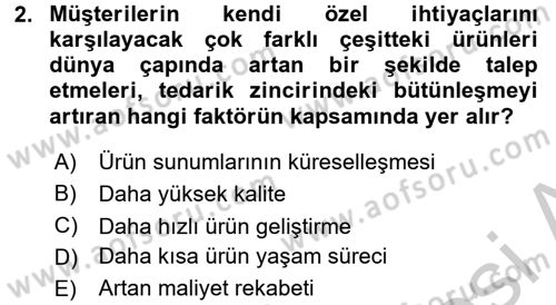 Tedarik Zinciri Yönetimi Dersi 2016 - 2017 Yılı (Vize) Ara Sınav Soruları 2. Soru