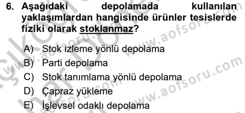 Tedarik Zinciri Yönetimi Dersi 2016 - 2017 Yılı (Vize) Ara Sınav Soruları 6. Soru