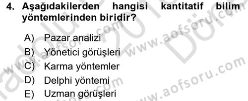 Tedarik Zinciri Yönetimi Dersi 2016 - 2017 Yılı (Final) Dönem Sonu Sınav Soruları 4. Soru