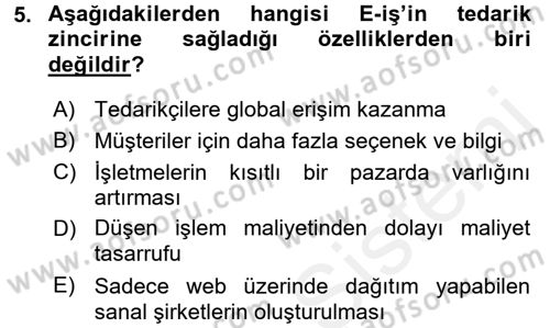 Tedarik Zinciri Yönetimi Dersi 2017 - 2018 Yılı 3 Ders Sınavı 5. Soru