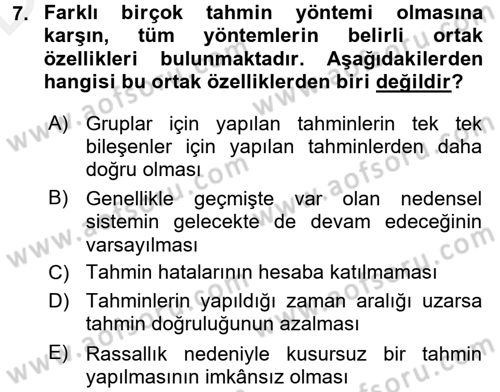 Tedarik Zinciri Yönetimi Dersi 2017 - 2018 Yılı 3 Ders Sınavı 7. Soru