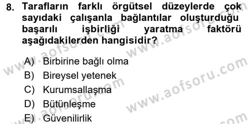 Tedarik Zinciri Yönetimi Dersi 2017 - 2018 Yılı 3 Ders Sınavı 8. Soru