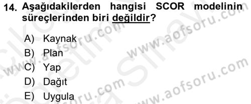 Tedarik Zinciri Yönetimi Dersi 2017 - 2018 Yılı (Vize) Ara Sınav Soruları 14. Soru
