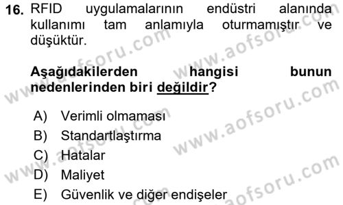 Tedarik Zinciri Yönetimi Dersi 2017 - 2018 Yılı (Final) Dönem Sonu Sınav Soruları 16. Soru