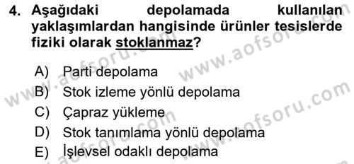Tedarik Zinciri Yönetimi Dersi 2018 - 2019 Yılı 3 Ders Sınav Soruları 4. Soru