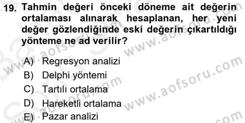 Tedarik Zinciri Yönetimi Dersi 2018 - 2019 Yılı (Final) Dönem Sonu Sınav Soruları 19. Soru